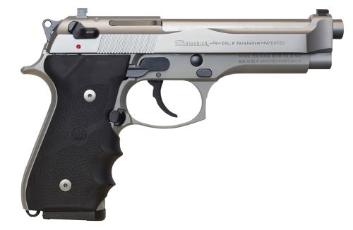 BERETTA USA J92F560 92FS BRIGADIER 9MM LUGER 10+1 4.90" STAINLESS STEEL BARREL, INOX STAINLESS STEEL SERRATED SLIDE, INOX ALUMINUM FRAME, BLACK STIPPLED RUBBER GRIP