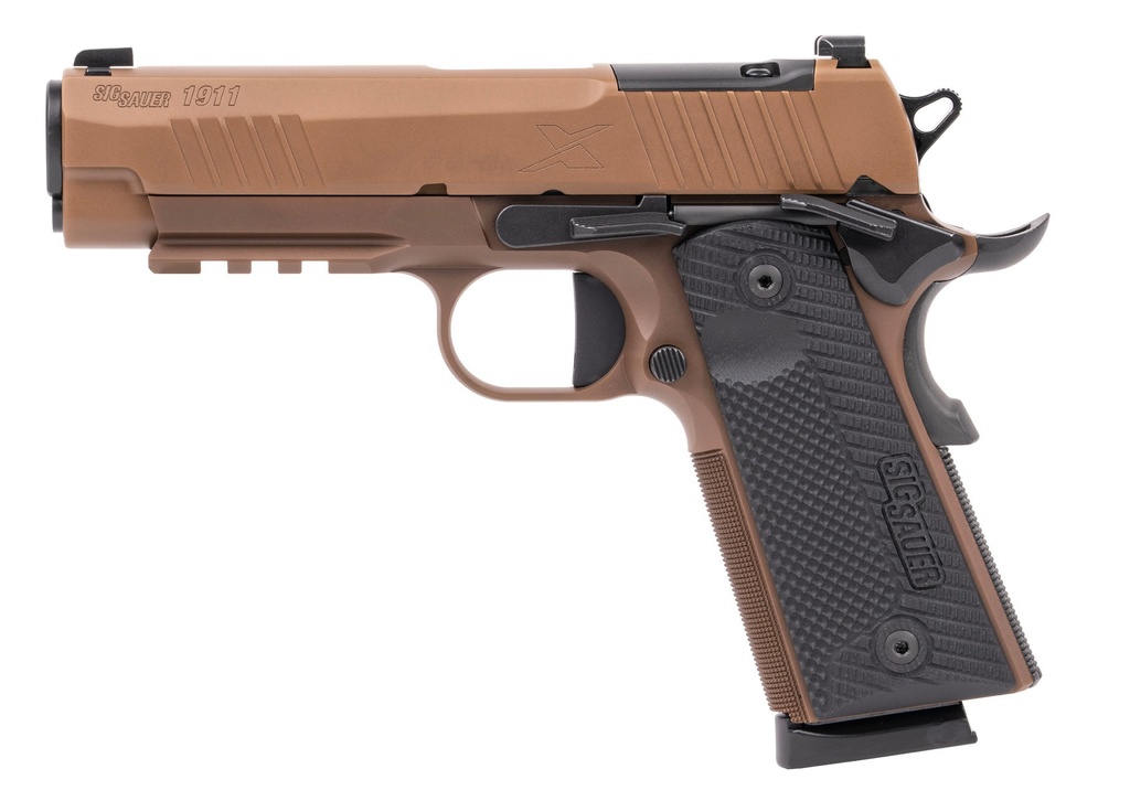 SIG SAUER 1911XCA45CXR3 1911 XCARRY 45 ACP 8RD 5.75" BLACK DLC COYOTE PVD OPTIC READY STAINLESS STEEL SLIDE COYOTE PVD BLACK G10 GRIP