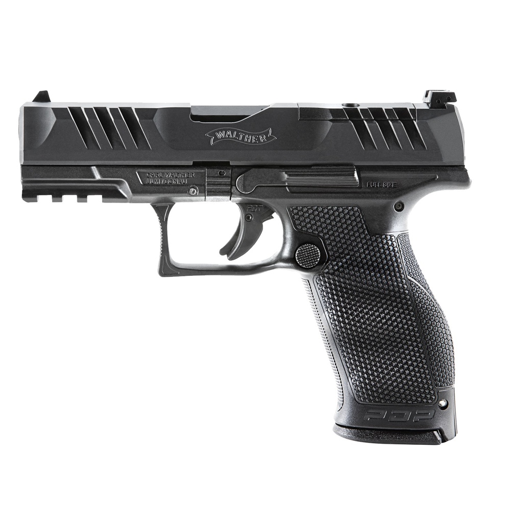 WALTHER ARMS 2854694 PDP OPTIC READY 9MM LUGER 4" BARREL 10+1, POLYMER FRAME WITH PICATINNY ACC. RAIL, OPTIC CUT SUPER TERRAIN SERRATED STEEL SLIDE, PERFORMANCE DUTY TRIGGER, MANUAL SAFETY
