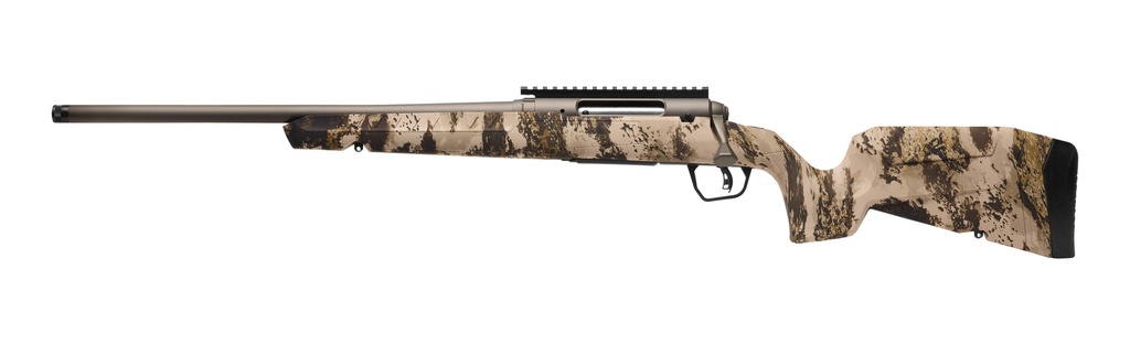 SAVAGE ARMS 32347 AXIS 2 PRO COMPACT 7MM-08 REM 4+1 20" GUN METAL BRONZE CERAKOTE HEAVY SPORTER THREADED BARREL & PICATINNY RAIL CARBON STEEL RECEIVER, FIXED WESTERN CAMO SYNTHETIC STOCK, LEFT HAND
