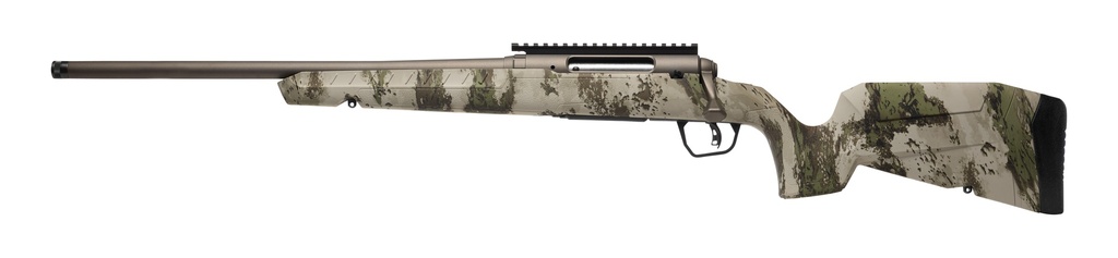 SAVAGE ARMS 32308 AXIS 2 PRO COMPACT 223 REM 4+1 20" GUN METAL BRONZE CERAKOTE HEAVY THREADED BARREL & PICATINNY RAIL CARBON STEEL RECEIVER, FIXED WOODLAND CAMO SYNTHETIC STOCK, LEFT HAND