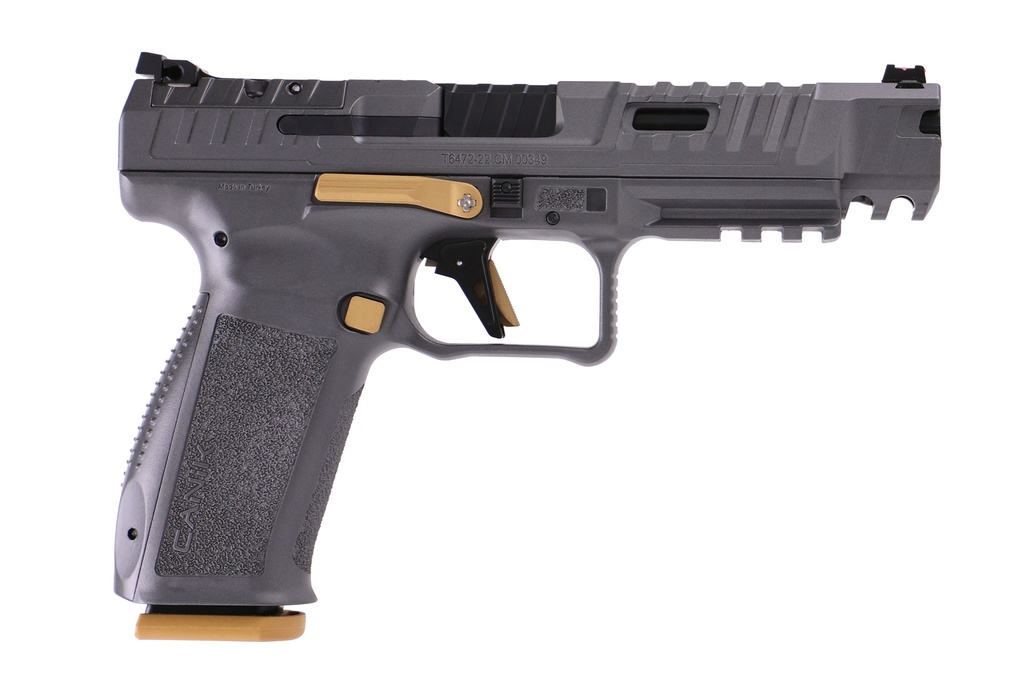 CANIK HG6771TN SFX RIVAL 9MM LUGER 10+1 5" BLACK STEEL BARREL, RIVAL GRAY OPTIC CUT/SERRATED STEEL SLIDE, CANIK GREY POLYMER FRAME W/PICATINNY RAIL, RIVAL GREY POLYMER GRIP