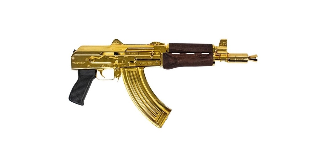 ZASTAVA ARMS USA ZP92762MGL ZPAP 92 7.62X39MM 30+1 10" 24K GOLD PLATED/COLD HAMMER FORGED, CHROME LINED BARREL, STEEL 24K GOLD PLATED RECEIVER, DARK WALNUT GRIPS