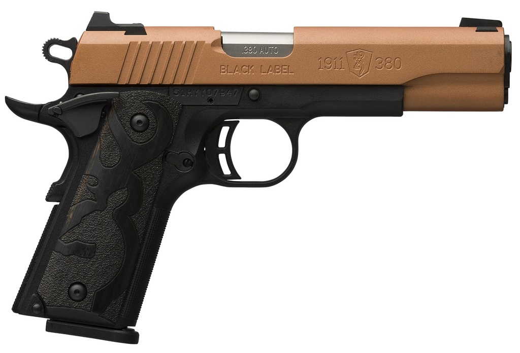 BROWNING 051987492 1911 BLACK LABEL FULL SIZE FRAME 380 ACP 8+1 4.25" MATTE STAINLESS STEEL BARREL, COPPER CERAKOTE SERRATED STAINLESS STEEL SLIDE, MATTE BLACK POLYMER FRAME, BLACK POLYMER GRIP