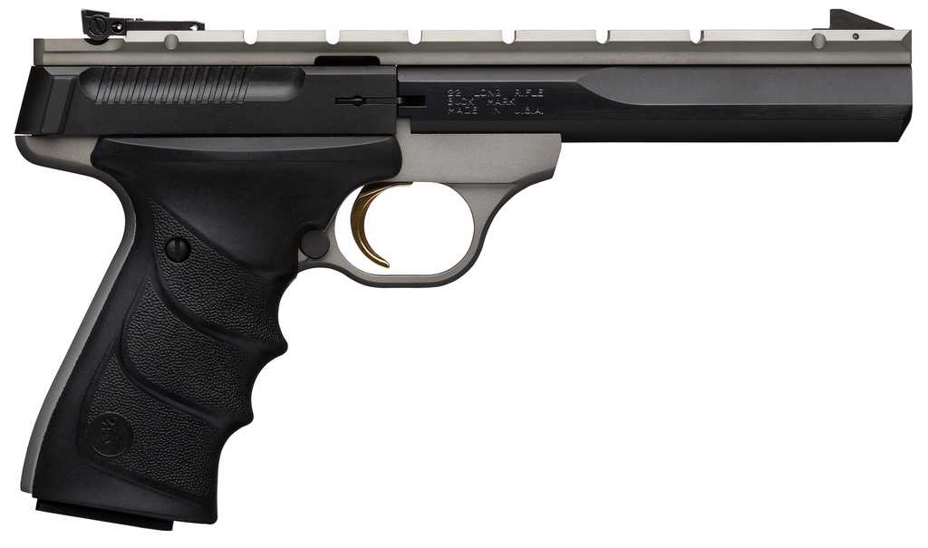 BROWNING 051564490 BUCK MARK CONTOUR 22 LR 10+1 5.50" CONTOURED BARREL, MATTE BLACK OPTIC READY/SERRATED STEEL SLIDE, GRAY ANODIZED ALUMINUM FRAME, BLACK ULTRAGRIP RX GRIPS