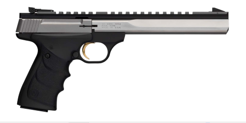 BROWNING 051508490 BUCK MARK CONTOUR 22 LR 10+1 7.25" CONTOURED BARREL, MATTE STAINLESS SERRATED STEEL OPTIC READY SLIDE, MATTE BLACK ALUMINUM FRAME, FINGER GROOVED BLACK ULTRAGRIP RX GRIP