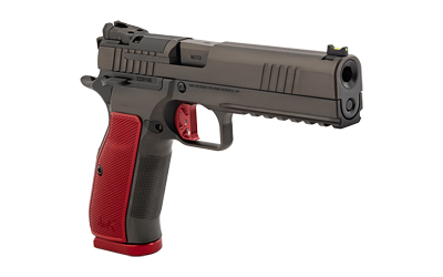 DAN WESSON 92003 DWX  9MM LUGER 19+1 4.95" BLACK MATCH GRADE BARREL, BLACK DLC OPTICS READY SERRATED STEEL SLIDE, BLACK ALUMINUM FRAME W/BEAVERTAIL & PICATINNY RAIL, RED TEXTURED ALUMINUM GRIP