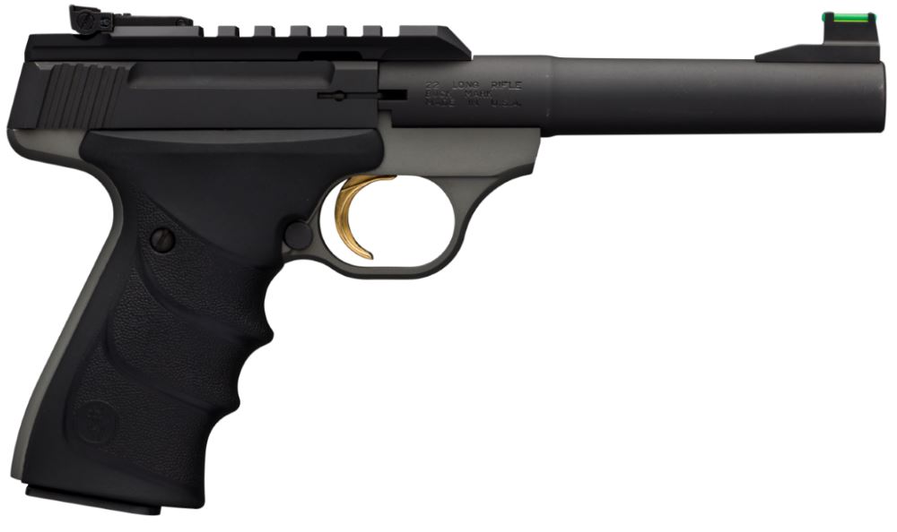 BROWNING 051530490 BUCK MARK PLUS PRACTICAL 22 LR 10+1 5.50" TAPERED BULL BARREL, MATTE BLACK OPTIC READY/SERRATED STEEL SLIDE, MATTE GRAY ALUMINUM FRAME, BLACK ULTRAGRIP RX GRIPS