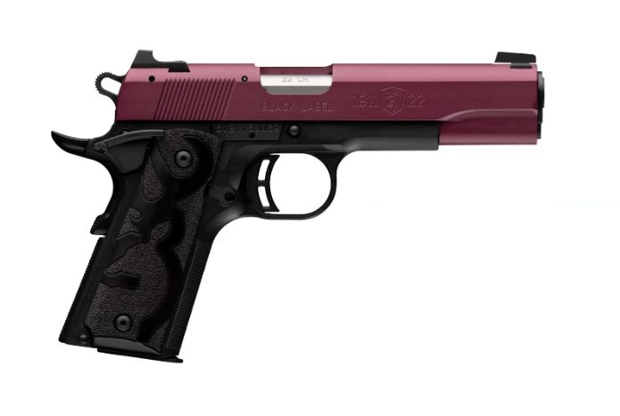 BROWNING 051061490 1911 BLACK LABEL FULL SIZE FRAME 22 LR 10+1 4.25" MATTE STAINLESS STEEL BARREL, BLACK CHERRY CERAKOTE SERRATED ALUMINUM SLIDE, MATTE BLACK POLYMER FRAME, BLACK POLYMER GRIP