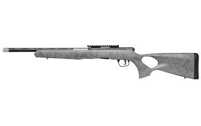 SAVAGE ARMS 70218 B SERIES TIMBERLITE 22 LR 10+1 18" CARBON FIBER THREADED BARREL, MATTE BLACK PICATINNY RAIL CARBON STEEL RECEIVER, GRAY W/BLACK WEBBING FIXED THUMBHOLE SYNTHETIC STOCK