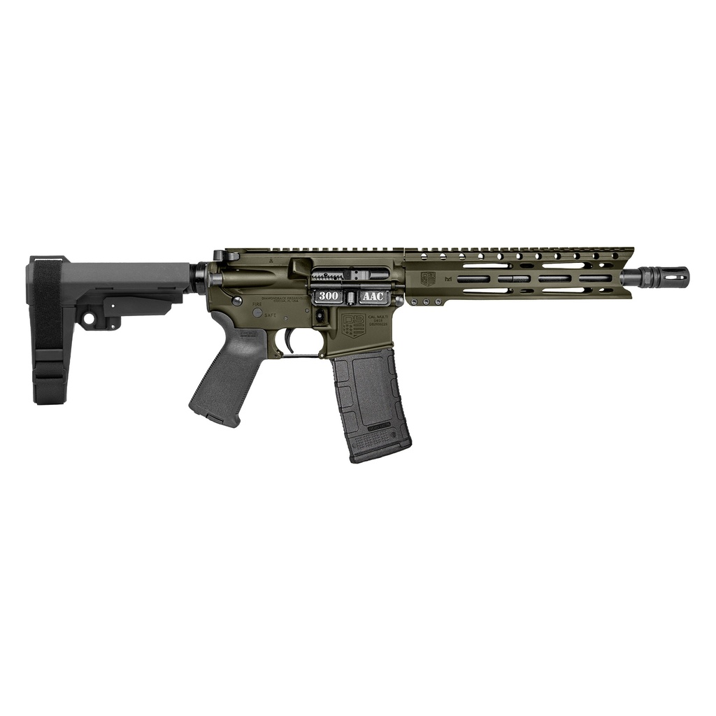 DIAMONDBACK DB1916B101 DB15  300 AAC 30+1 10" OD GREEN CERAKOTE HEAVY BARREL 9" M-LOK HANDGUARD 7075-T6 ALUMINUM SBA3 BRACE MAGPUL MOE GRIP