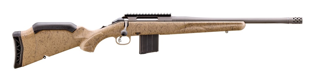 RUGER 46924 AMERICAN II RANCH FULL SIZE 400 LEGEND 5+1 16.10" COBALT CERAKOTE THREADED BARREL & ALLOY STEEL RECEIVER W/PICATINNY RAIL, FLAT DARK EARTH SPLATTER ADJ LOP SYNTHETIC STOCK