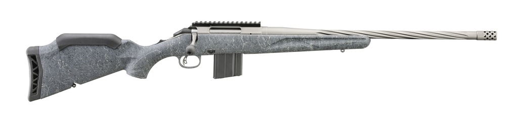 RUGER 46918 AMERICAN II  FULL SIZE 22 ARC 10+1 20" COBALT CERAKOTE SPIRAL FLUTED THREADED BARREL & ALLOY STEEL RECEIVER W/PICATINNY RAIL, GRAY SPLATTER ADJ LOP SYNTHETIC STOCK