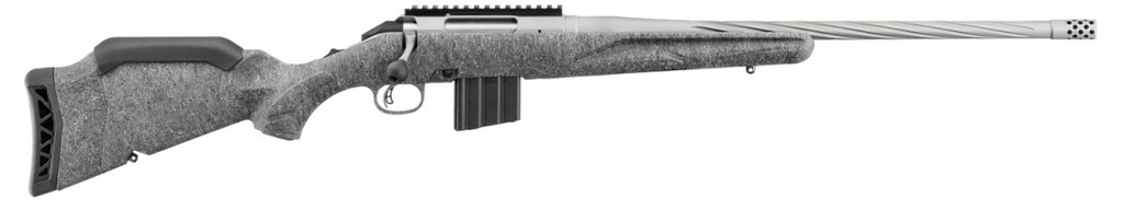 RUGER 46906 AMERICAN II  FULL SIZE 350 LEGEND 5+1 20" COBALT CERAKOTE SPIRAL FLUTED THREADED BARREL & ALLOY STEEL RECEIVER W/PICATINNY RAIL, GRAY SPLATTER ADJ LOP SYNTHETIC STOCK
