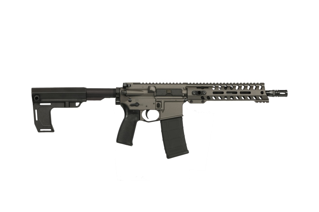 PATRIOT ORDNANCE FACTORY 2173 P15 CONSTABLE 5.56 NATO 30+1 10.50" M-LOK HANDGUARD, TUNGSTEN CERAKOTE ALUMINUM RECEIVER W/PICATINNY RAIL, BLACK POLYMER MFT BLADE STABILIZER, MFT GRIP