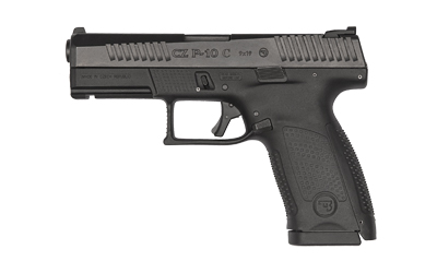 CZ-USA 91536 P-10 C  COMPACT FRAME 9MM LUGER 15+1 4.02" BLACK CARBON STEEL BARREL, BLACK NITRIDE OPTIC READY/SERRATED STEEL SLIDE, BLACK POLYMER FRAME W/PICATINNY RAIL, INTERCHANGEABLE BACKSTRAP GRIP