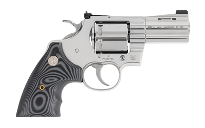 COLT MFG PYTHONSP3NS PYTHON COMBAT ELITE 357 MAG/38 SPECIAL 6 SHOT 3" STAINLESS STEEL RECESSED TARGET CROWN VENT RIB BARREL, CYLINDER & FRAME, BLACK G10 GRIP W/COLT MEDALLION, EXPOSED HAMMER