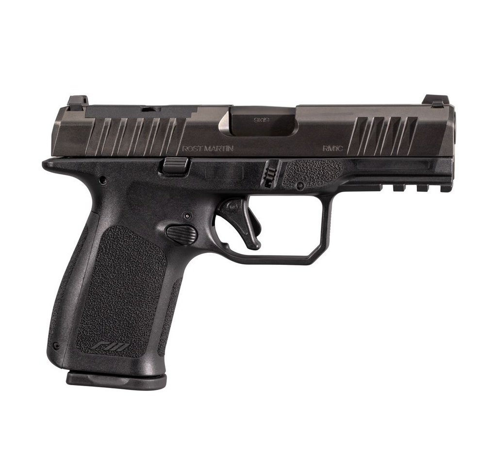 ROST MARTIN RM1CBLKOSP RM1C  9MM LUGER 17+1 4" BLACK MATCH GRADE BARREL, BLACK TENIFER OPTIC READY/SERRATED STEEL SLIDE, BLACK POLYMER FRAME W/PICATINNY RAIL, TEXTURED GRIP, AMBIDEXTROUS