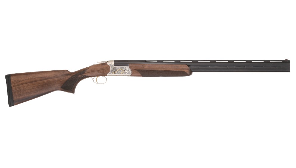 TRISTAR 33138 TRINITY II FULL SIZE 410 GAUGE BREAK OPEN 3" 2RD 28" BLACK OVER/UNDER VENT RIB BARREL, ACID ETCHED W/24K GOLD INLAY STAINLESS STEEL RECEIVER, FIXED TURKISH WALNUT STOCK, RIGHT HAND