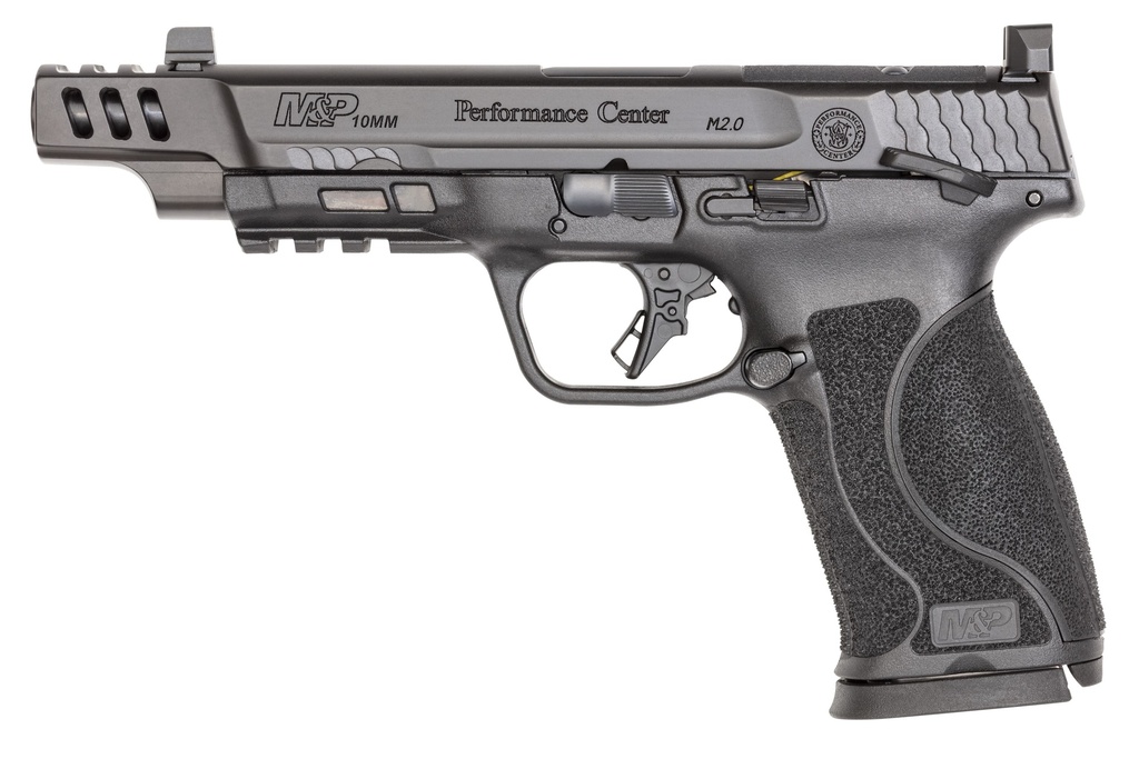 SMITH & WESSON 13915 M&P PC M2.0 FULL SIZE 10MM AUTO 15+1 5.60" BLACK ARMORNITE PORTED STAINLESS STEEL BARREL, BLACK ARMORNITE OPTIC CUT/SERRATED STAINLESS STEEL SLIDE & POLYMER FRAME W/PICATINNY RAIL