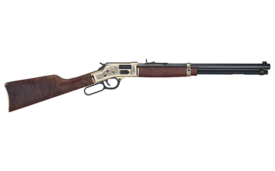 HENRY H006GCD DELUXE SIDE GATE  FULL SIZE 45 COLT (LONG COLT) 10+1 20" BLUED OCTAGON BARREL, POLISHED BRASS ENGRAVED RECEIVER, DRILLED & TAPPED, FIXED AMERICAN WALNUT STOCK AMBIDEXTROUS