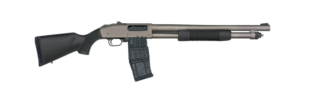 MOSSBERG 50219 590M  12 GAUGE 10+1 18.50" TUNGSTEN GRAY CERAKOTE BARREL & STEEL DRILLED & TAPPED RECEIVER, MAGPUL SGA SAFETY ORANGE SYNTHETIC STOCK