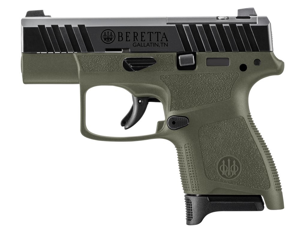BERETTA USA JAXN9278A1 APX A1 CARRY MICRO-COMPACT FRAME 9MM LUGER 8+1 3" BLUED STEEL BARREL, BLACK SERRATED STEEL SLIDE, OD GREEN POLYMER FRAME, POLYMER GRIP