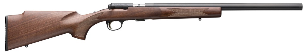 BROWNING 025253270 T-BOLT TARGET SR 17 HMR 10+1 20" MATTE BLUED HEAVY BULL THREADED BARREL, DRILLED & TAPPED MATTE BLUED STEEL RECEIVER, GRADE I BLACK WALNUT TARGET STYLE FIXED W/RAISED COMB STOCK
