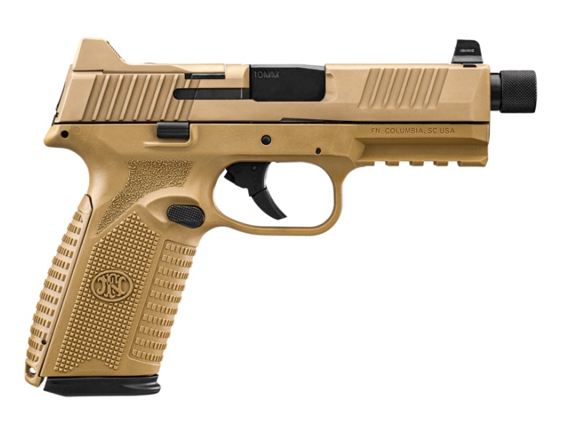 FN 66101376 510 TACTICAL FULL SIZE FRAME 10MM AUTO 22+1, 4.71" BLACK TARGET CROWN STEEL BARREL, FLAT DARK EARTH PVD OPTIC CUT/SERRATED STEEL SLIDE & POLYMER FRAME W/PICATINNY RAIL, AMBIDEXTROUS