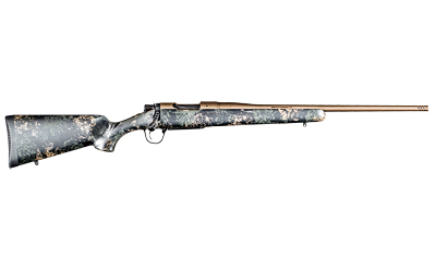 CHRISTENSEN ARMS 8010119100 MESA FFT 7MM PRC 3+1 22" THREADED BARREL, BURNT BRONZE CERAKOTE, GREEN WITH BLACK/TAN WEBBING STOCK