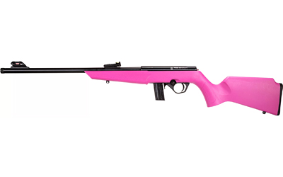 ROSSI  RB22  COMPACT 22 LR 10+1, 16" MATTE BLACK BUTTON RIFLED FREE FLOATING STEEL BARREL, MATTE BLACK STAINLESS STEEL RECEIVER, PINK MONTE CARLO STOCK, RIGHT HAND