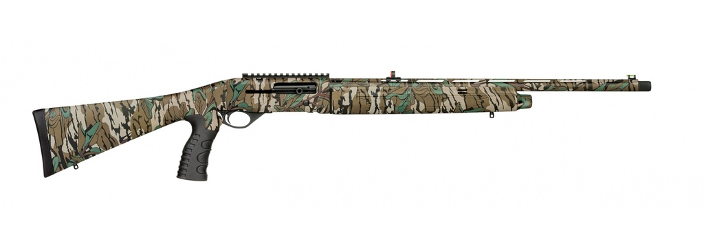 MOSSBERG 75802 SA TURKEY 28 GAUGE SEMI-AUTO 2.75" 4+1 22" MOSSY OAK GREENLEAF STEEL BARREL, PICATINNY RAIL RECEIVER, FIXED MOSSY OAK GREENLEAF SYNTHETIC STOCK, BROWN POLYMER GRIP, RIGHT HAND