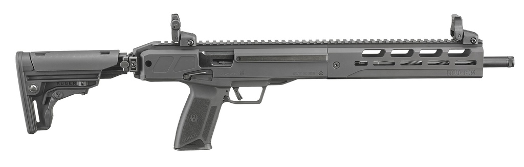 RUGER 19302 LC CARBINE  5.7X28MM 10+1 16.25" NITRIDE FLUTED BARREL, BLACK HARD COAT ANODIZED FINISH, M-LOK HANDGUARD, OEM FLIP UP SIGHTS, SYNTHETIC FOLDING ADJUSTABLE STOCK, BLACK POLYMER GRIP