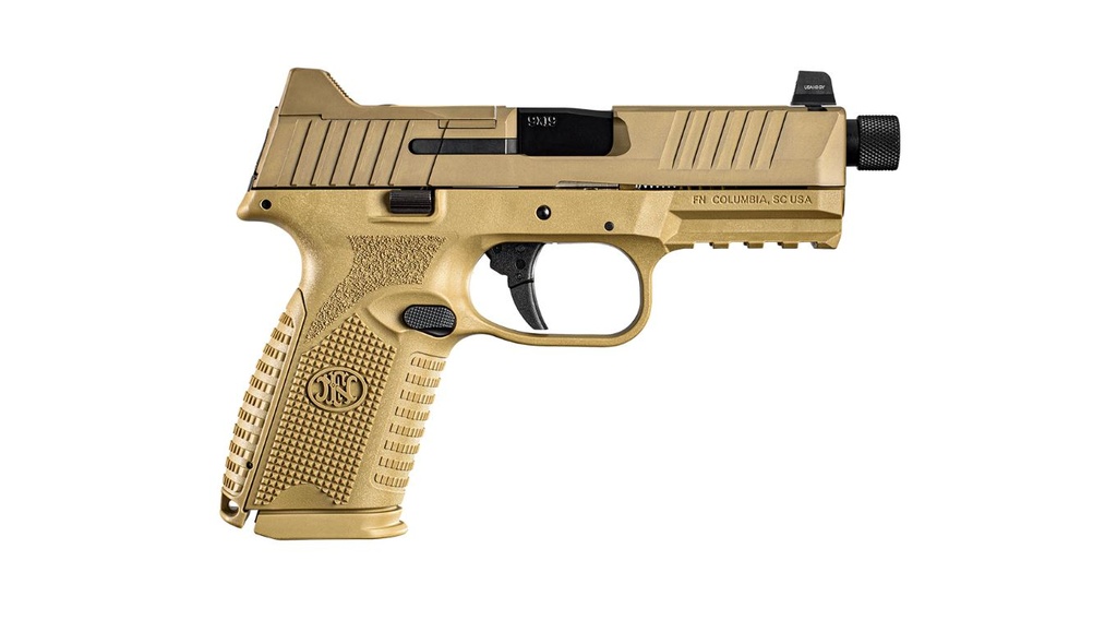 FN 66100745 509 MIDSIZE TACTICAL 9MM LUGER 4.50" THREADED BARREL 15+1 OR 24+1, FLAT DARK EARTH POLYMER FRAME WITH MOUNTING RAIL, OPTIC CUT FDE STAINLESS STEEL SLIDE, NO MANUAL SAFETY, OPTICS READY
