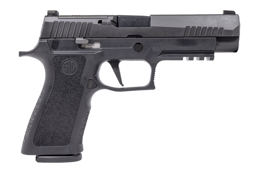 SIG SAUER 320XF9BXR3PR2 P320 XFULL 9MM LUGER 17+1 4.70" CARBON STEEL BARREL, BLACK NITRON OPTIC READY/SERRATED SS SLIDE, BLACK STAINLESS STEEL FRAME W/PICATINNY RAIL, BLACK XCARRY MEDIUM POLYMER GRIPS