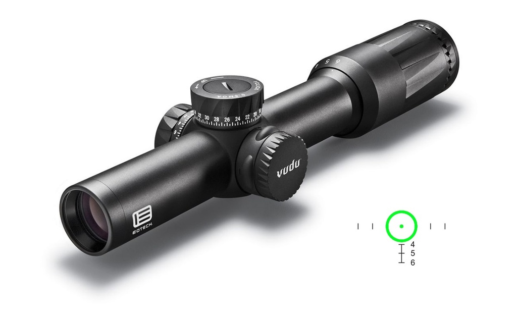 EOTECH VDU16FFSR2G VUDU FFP BLACK HARDCOAT ANODIZED 1-6X 24MM 30MM TUBE ILLUMINATED GREEN SR2-MOA RETICLE FEATURES THROW LEVER
