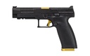 CZ-USA 95180 P-10 F COMPETITION-READY 9MM LUGER 5" 19+1 OVERALL BLACK FINISH WITH INSIDE RAILED STEEL WITH OPTIC CUT SLIDE, POLYMER GRIP, GOLD ACCENTS & PICATINNY RAIL
