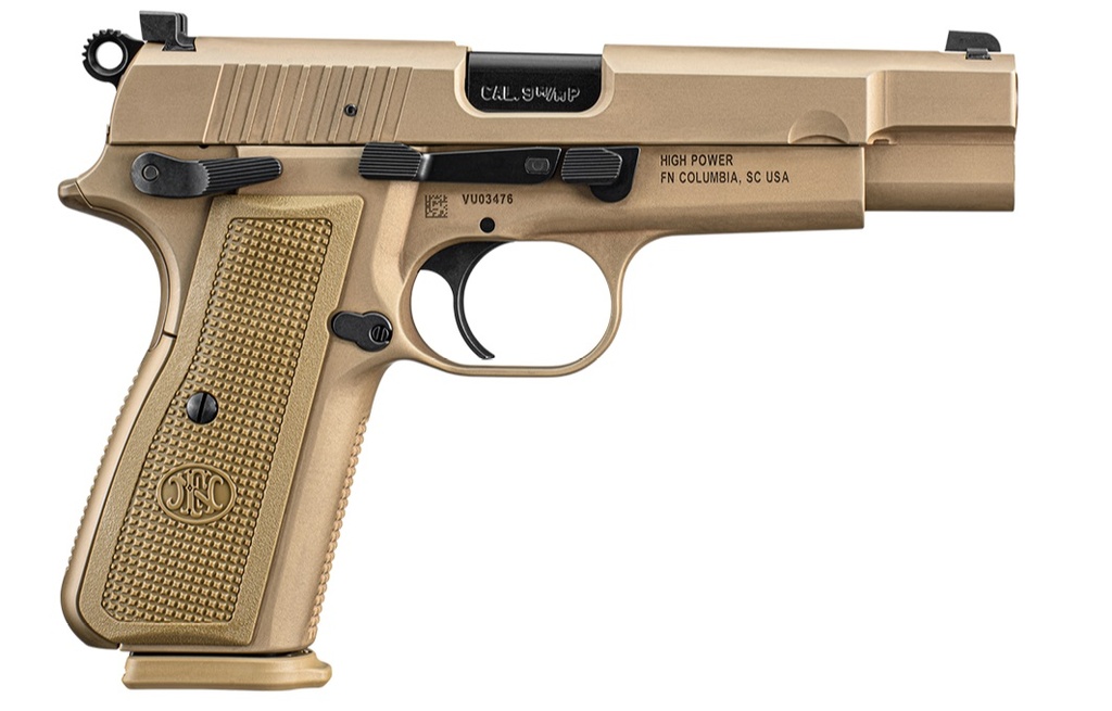 FN 66101117 HIGH POWER  9MM LUGER 10+1, 4.70" BLACK TARGET CROWN STEEL BARREL, FLAT DARK EARTH PVD SERRATED STEEL SLIDE & STEEL FRAME W/BEAVERTAIL, FDE TEXTURED POLYMER GRIP, AMBIDEXTROUS