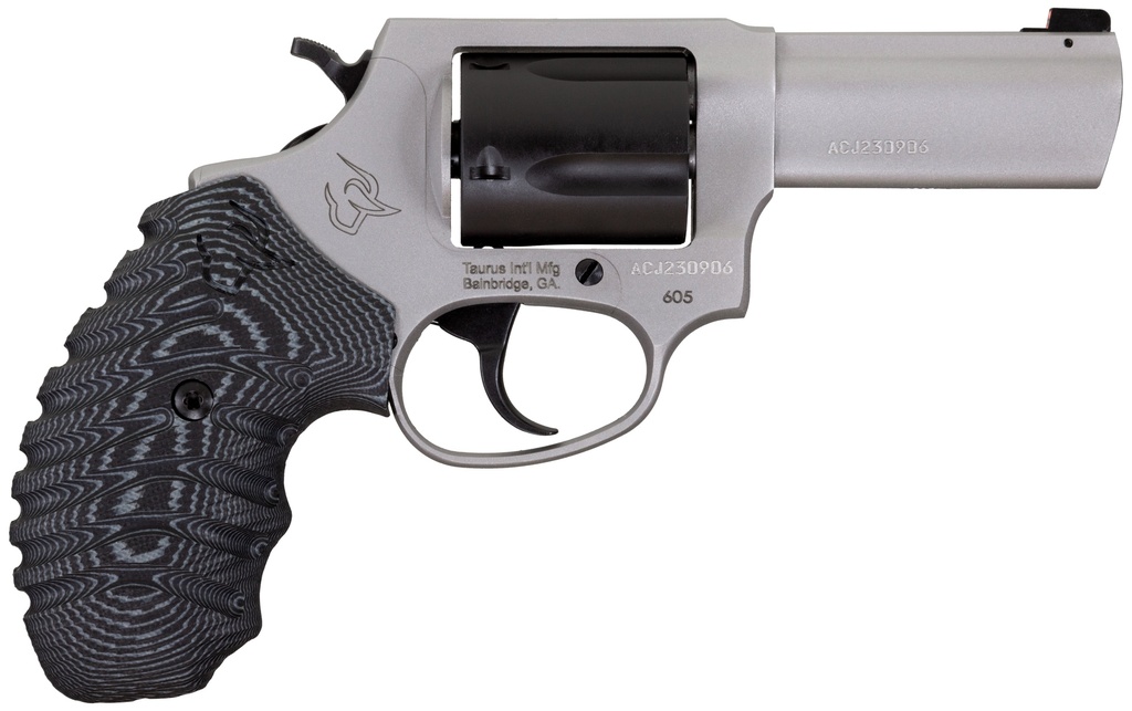TAURUS 260535NSVZ DEFENDER 605  SA/DA 357 MAG/38 SPECIAL +P 5RD 3" MATTE STAINLESS STEEL BARREL, MATTE BLACK CYLINDER, MATTE FINISH STAINLESS STEEL FRAME, BLACK/GRAY VZ GRIP, NIGHT FRONT SIGHT