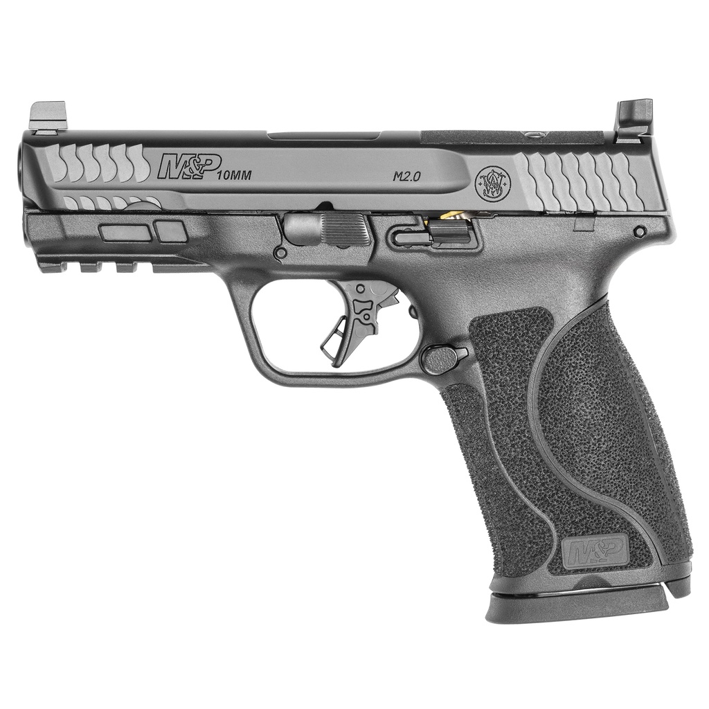 SMITH & WESSON 13389 M&P M2.0  FULL SIZE 10MM AUTO 15+1, 4" BLACK ARMORNITE STAINLESS STEEL BARREL, OPTIC CUT/SERRATED STAINLESS STEEL SLIDE, MATTE BLACK POLYMER FRAME W/PICATINNY RAIL