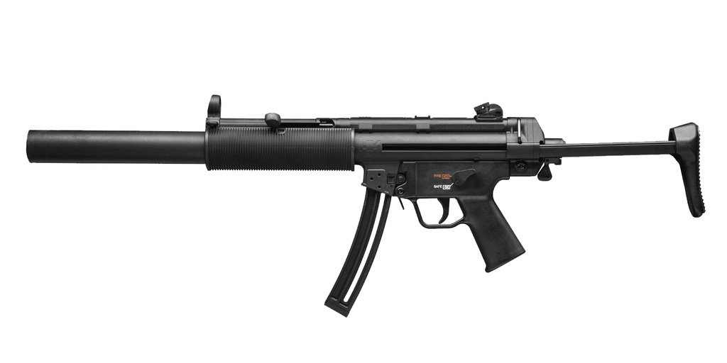 HK 81000469 MP5  FULL SIZE 22 LR 10+1 16.10" BLACK STEEL BARREL. BLACK RETRACTABLE BLACK POLYMER STOCK & GRIPS