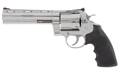 COLT MFG ANACONDASP6RTS ANACONDA  44 MAG 6 SHOT 6" STAINLESS RECESSED TARGET/VENT RIB BARREL,  CYLINDER & FRAME, BLACK HOGUE RUBBER W/FINGER GROOVES GRIP