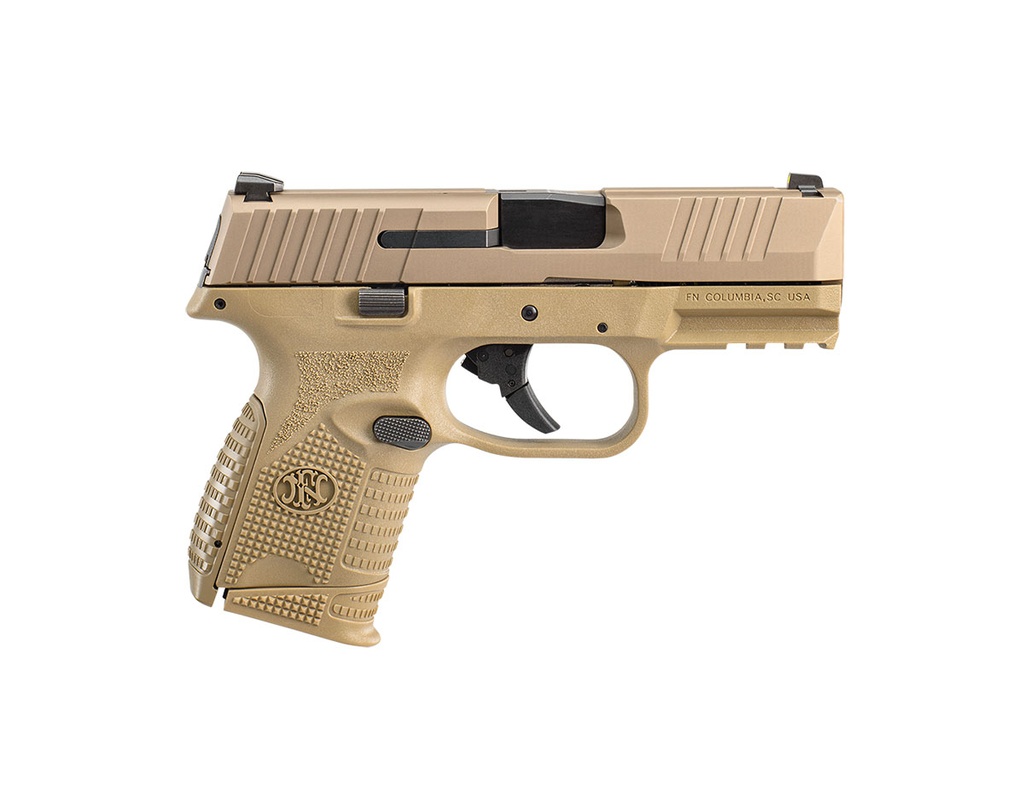 FN 66100818 509 COMPACT 9MM LUGER 3.70" BARREL 12+1 OR 15+1, FLAT DARK EARTH POLYMER FRAME WITH MOUNTING RAIL, FLAT DARK EARTH STAINLESS STEEL SLIDE,  NO MANUAL SAFETY