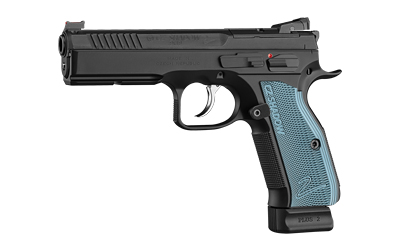 CZ-USA 91251 SHADOW 2 OPTICS-READY 9MM LUGER 4.89" 19+1 OVERALL BLACK FINISH WITH INSIDE RAILED STEEL WITH OPTIC CUT SLIDE, BLUE ALUMINUM GRIP, NON-TILTED BARREL & PICATINNY RAIL