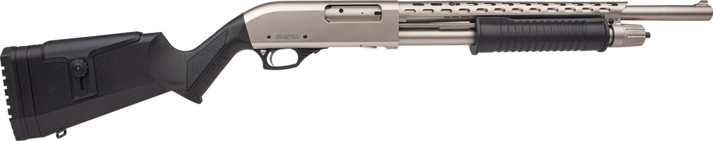 ROCK ISLAND AGM5 ALL GENERATIONS  12 GAUGE PUMP 3" 5+1 18.50" WITH HEAT SHIELD, NICKEL BARREL/REC, BLACK SYNTHETIC FURNITURE, ADJ. COMB STOCK