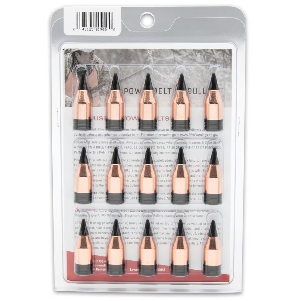 POWERBELT BULLETS AC1900AT ELR  50CAL HOLLOW POINT 330GR 15RD/BOX