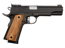 ROCK ISLAND 51434 PRO ULTRA MATCH *CA COMPLIANT 45 ACP CALIBER WITH 5" BARREL, 8+1 CAPACITY, OVERALL BLACK PARKERIZED FINISH STEEL, BEAVERTAIL FRAME, SERRATED SLIDE & CHECKERED WOOD GRIP