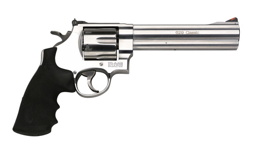 [022188636383] SMITH & WESSON 163638 MODEL 629 CLASSIC 44 REM MAG OR 44 S&W SPL STAINLESS STEEL 6.50" BARREL & 6RD CYLINDER, SATIN STAINLESS STEEL N-FRAME, RED RAMP FRONT/WHITE OUTLINE REAR SIGHTS