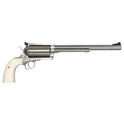 [761226088240] MAGNUM RESEARCH BFR4570B BFR LONG CYLINDER EXTRA LARGE 45-70 GOV 5 SHOT 10" BRUSHED STAINLESS STEEL BARREL, CYLINDER & FRAME, BISLEY WHITE LAMINATE GRIP, EXPOSED HAMMER