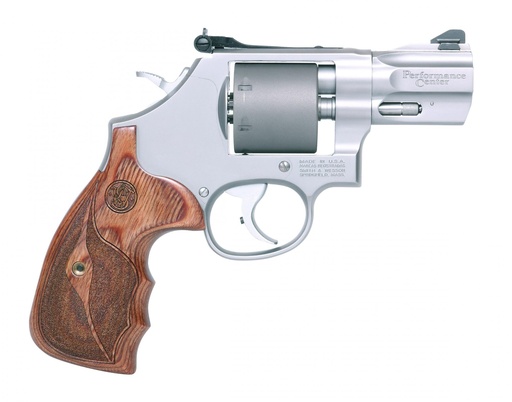 [022188868036] SMITH & WESSON 10227 PERFORMANCE CENTER MODEL 986 9MM LUGER 7RD 2.50" STAINLESS STEEL BARREL WITH RECESSED CROWN, UNFLUTED CYLINDER, STAINLESS STEEL FRAME WITH CUSTOM WOOD GRIP INCLUDES MOON CLIPS